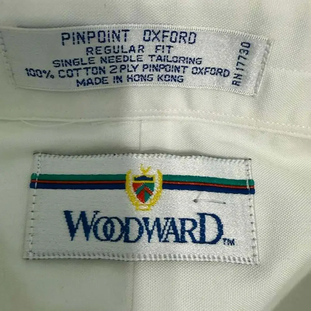 Woodward Pinpoint Oxford Regular Fit Dress Shirt White 18.5x35 NWT